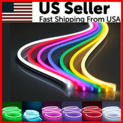 1M 2M 3M 5M 12V Flexible Sign Neon Lights Silicone Tube LED Strip Waterproof USA